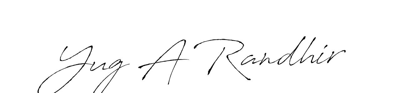Also You can easily find your signature by using the search form. We will create Yug A Randhir name handwritten signature images for you free of cost using Antro_Vectra sign style. Yug A Randhir signature style 6 images and pictures png