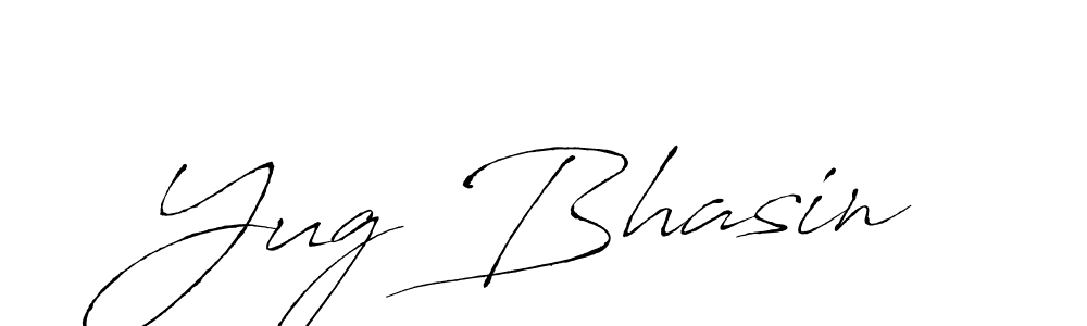 How to make Yug Bhasin name signature. Use Antro_Vectra style for creating short signs online. This is the latest handwritten sign. Yug Bhasin signature style 6 images and pictures png