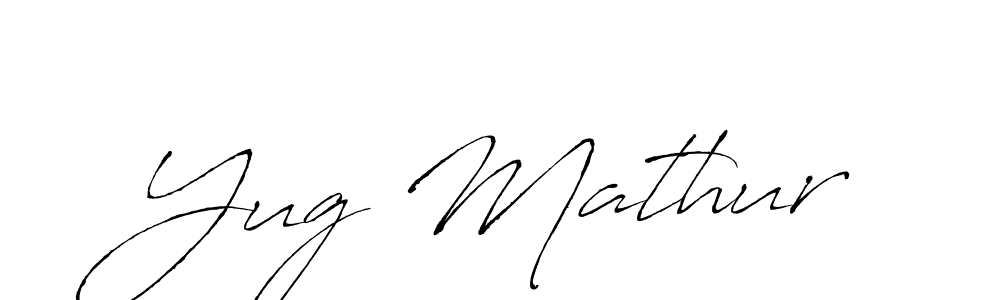 How to make Yug Mathur name signature. Use Antro_Vectra style for creating short signs online. This is the latest handwritten sign. Yug Mathur signature style 6 images and pictures png