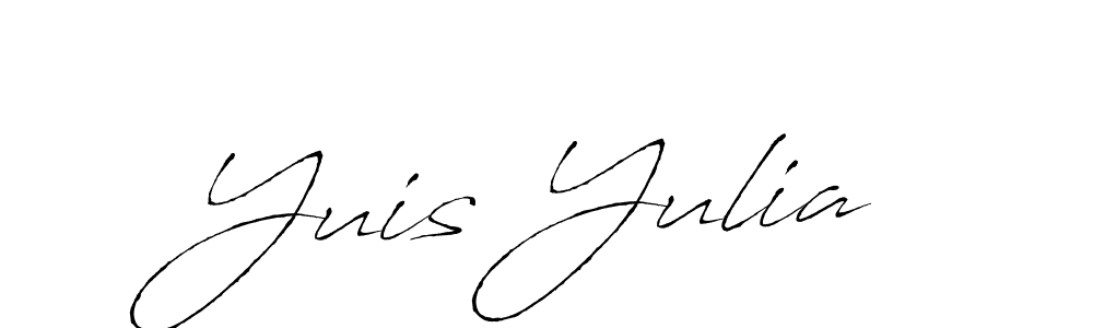 The best way (Antro_Vectra) to make a short signature is to pick only two or three words in your name. The name Yuis Yulia include a total of six letters. For converting this name. Yuis Yulia signature style 6 images and pictures png