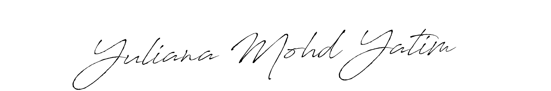 How to make Yuliana Mohd Yatim name signature. Use Antro_Vectra style for creating short signs online. This is the latest handwritten sign. Yuliana Mohd Yatim signature style 6 images and pictures png