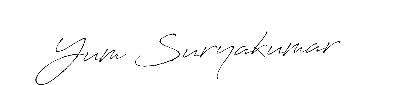 The best way (Antro_Vectra) to make a short signature is to pick only two or three words in your name. The name Yum Suryakumar include a total of six letters. For converting this name. Yum Suryakumar signature style 6 images and pictures png