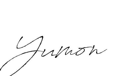 Use a signature maker to create a handwritten signature online. With this signature software, you can design (Antro_Vectra) your own signature for name Yumon. Yumon signature style 6 images and pictures png