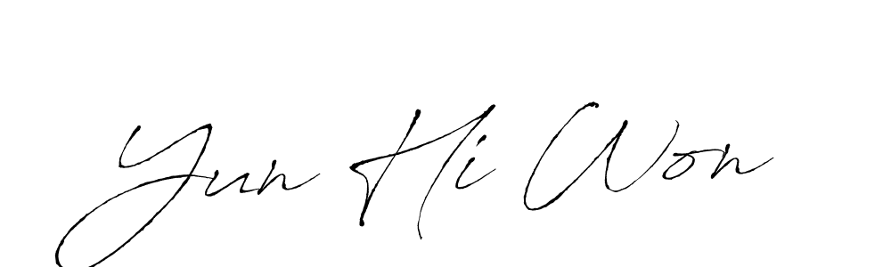 The best way (Antro_Vectra) to make a short signature is to pick only two or three words in your name. The name Yun Hi Won include a total of six letters. For converting this name. Yun Hi Won signature style 6 images and pictures png