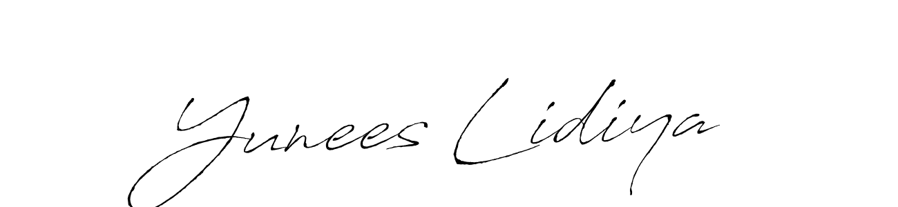 Also You can easily find your signature by using the search form. We will create Yunees Lidiya name handwritten signature images for you free of cost using Antro_Vectra sign style. Yunees Lidiya signature style 6 images and pictures png