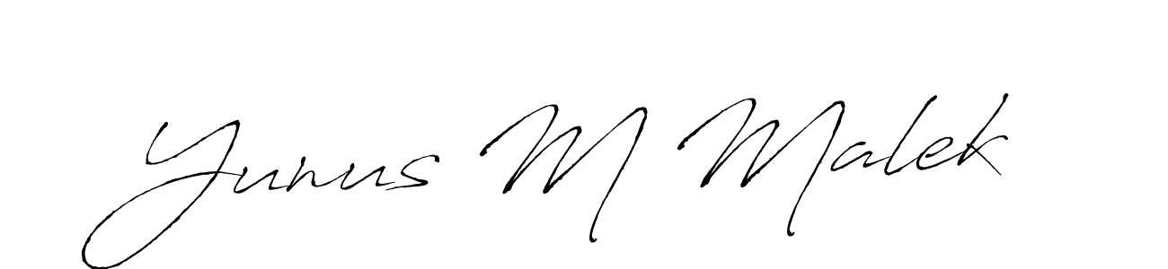 Antro_Vectra is a professional signature style that is perfect for those who want to add a touch of class to their signature. It is also a great choice for those who want to make their signature more unique. Get Yunus M Malek name to fancy signature for free. Yunus M Malek signature style 6 images and pictures png