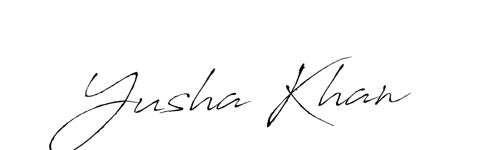 Make a beautiful signature design for name Yusha Khan. With this signature (Antro_Vectra) style, you can create a handwritten signature for free. Yusha Khan signature style 6 images and pictures png