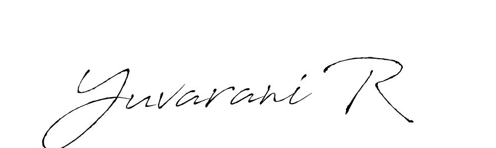 It looks lik you need a new signature style for name Yuvarani R. Design unique handwritten (Antro_Vectra) signature with our free signature maker in just a few clicks. Yuvarani R signature style 6 images and pictures png