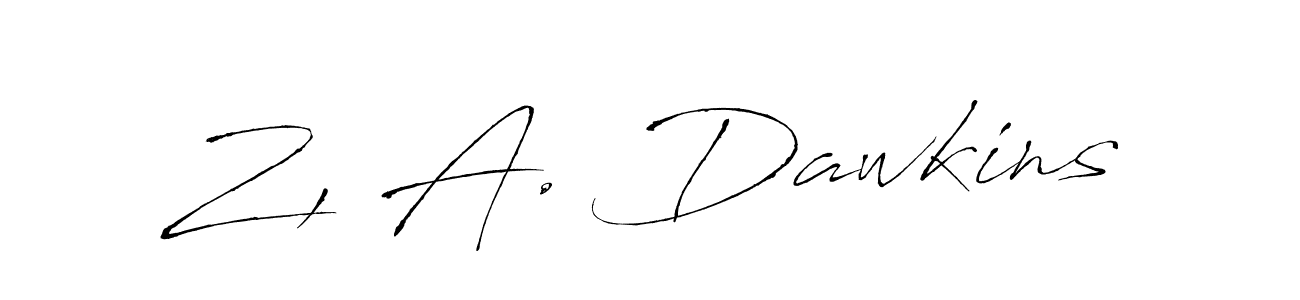 Antro_Vectra is a professional signature style that is perfect for those who want to add a touch of class to their signature. It is also a great choice for those who want to make their signature more unique. Get Z, A. Dawkins name to fancy signature for free. Z, A. Dawkins signature style 6 images and pictures png