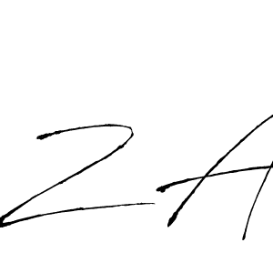 Z A stylish signature style. Best Handwritten Sign (Antro_Vectra) for my name. Handwritten Signature Collection Ideas for my name Z A. Z A signature style 6 images and pictures png