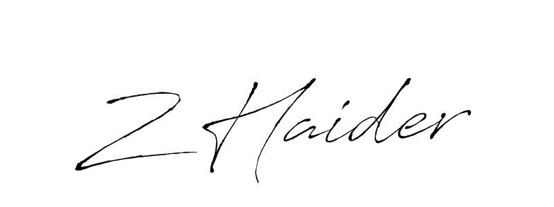 How to make Z Haider name signature. Use Antro_Vectra style for creating short signs online. This is the latest handwritten sign. Z Haider signature style 6 images and pictures png