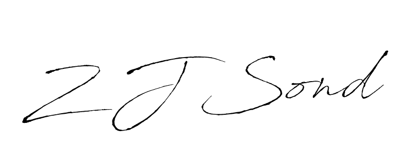 How to make Z J Sond name signature. Use Antro_Vectra style for creating short signs online. This is the latest handwritten sign. Z J Sond signature style 6 images and pictures png