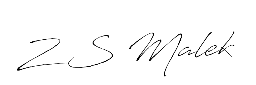How to make Z S Malek name signature. Use Antro_Vectra style for creating short signs online. This is the latest handwritten sign. Z S Malek signature style 6 images and pictures png