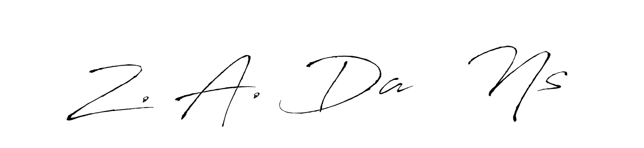 How to make Z. A. Da   Ns name signature. Use Antro_Vectra style for creating short signs online. This is the latest handwritten sign. Z. A. Da   Ns signature style 6 images and pictures png