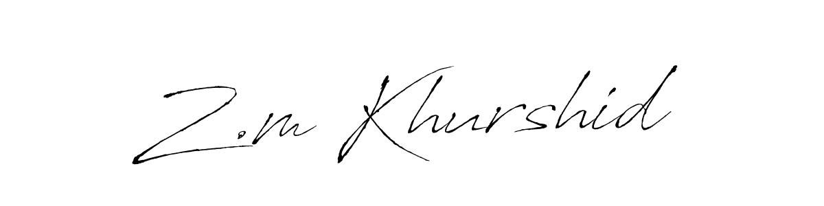 Use a signature maker to create a handwritten signature online. With this signature software, you can design (Antro_Vectra) your own signature for name Z.m Khurshid. Z.m Khurshid signature style 6 images and pictures png