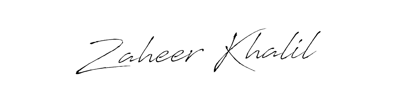 Make a beautiful signature design for name Zaheer Khalil. With this signature (Antro_Vectra) style, you can create a handwritten signature for free. Zaheer Khalil signature style 6 images and pictures png