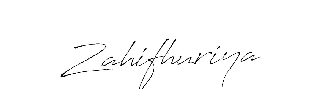 Make a beautiful signature design for name Zahifhuriya. With this signature (Antro_Vectra) style, you can create a handwritten signature for free. Zahifhuriya signature style 6 images and pictures png