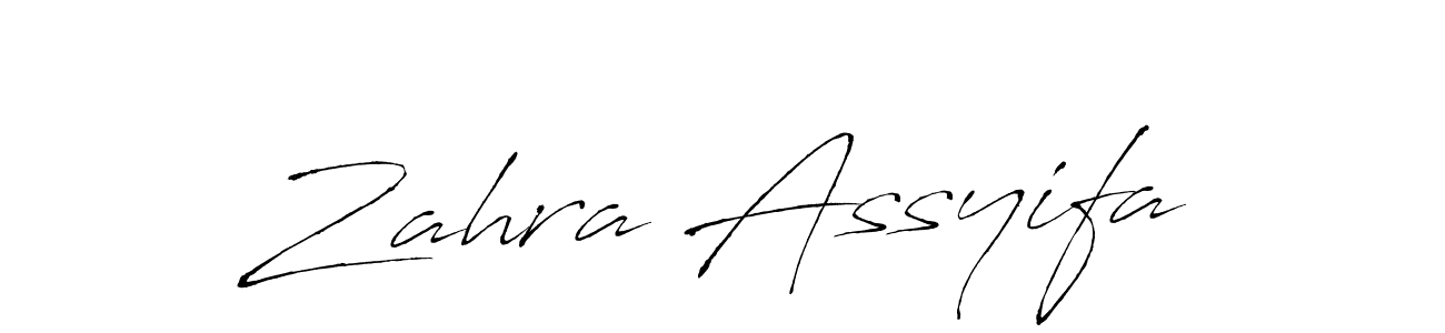 Design your own signature with our free online signature maker. With this signature software, you can create a handwritten (Antro_Vectra) signature for name Zahra Assyifa. Zahra Assyifa signature style 6 images and pictures png