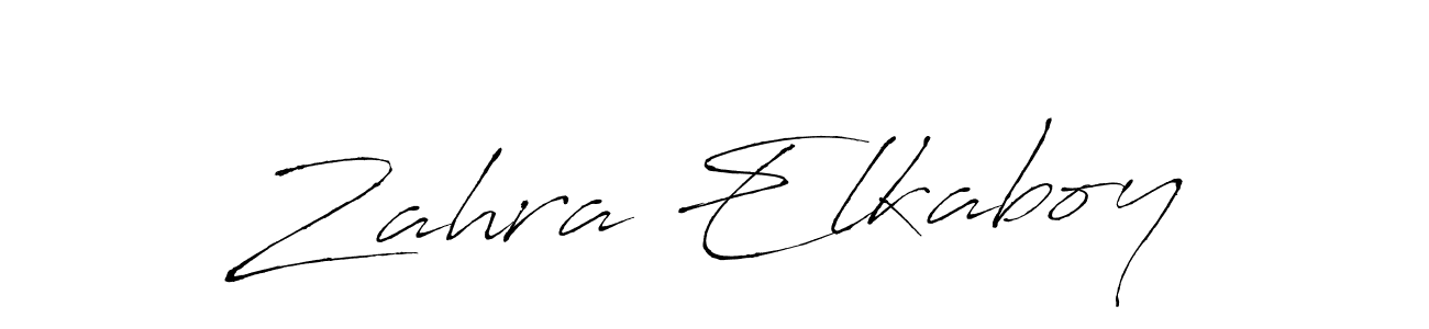 Create a beautiful signature design for name Zahra Elkaboy. With this signature (Antro_Vectra) fonts, you can make a handwritten signature for free. Zahra Elkaboy signature style 6 images and pictures png