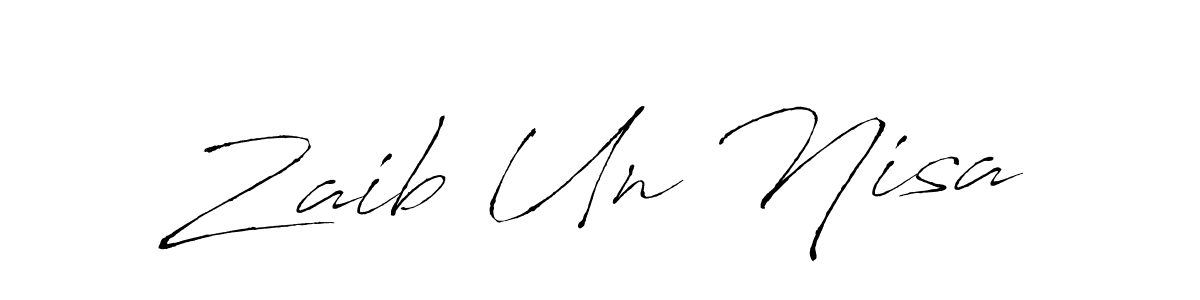 How to make Zaib Un Nisa name signature. Use Antro_Vectra style for creating short signs online. This is the latest handwritten sign. Zaib Un Nisa signature style 6 images and pictures png