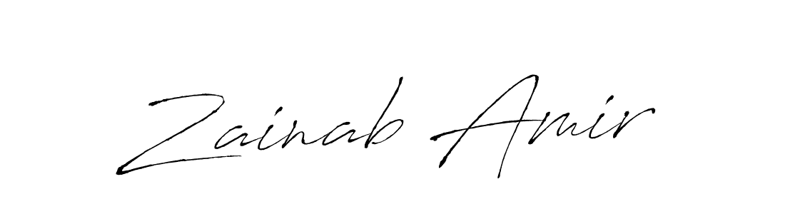 Make a beautiful signature design for name Zainab Amir. With this signature (Antro_Vectra) style, you can create a handwritten signature for free. Zainab Amir signature style 6 images and pictures png