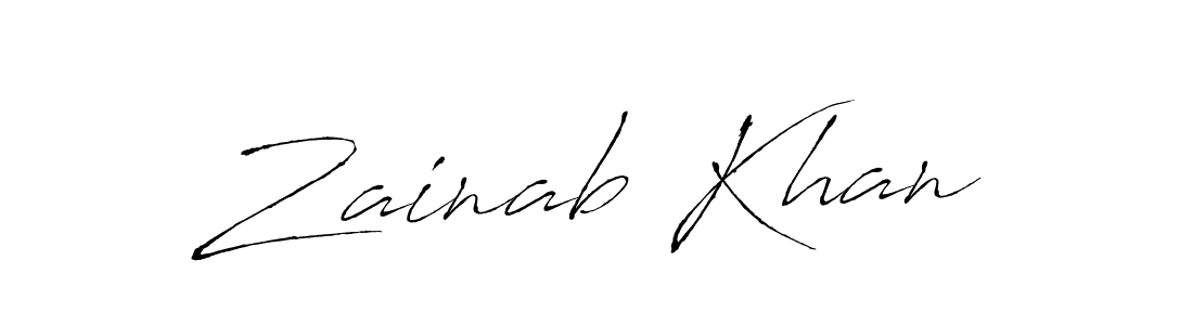 Make a beautiful signature design for name Zainab Khan. With this signature (Antro_Vectra) style, you can create a handwritten signature for free. Zainab Khan signature style 6 images and pictures png