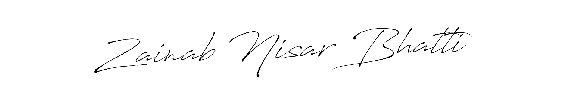 How to make Zainab Nisar Bhatti name signature. Use Antro_Vectra style for creating short signs online. This is the latest handwritten sign. Zainab Nisar Bhatti signature style 6 images and pictures png