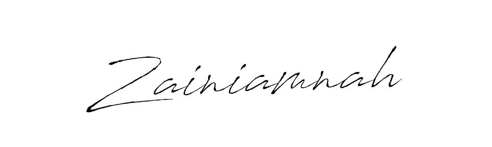 Use a signature maker to create a handwritten signature online. With this signature software, you can design (Antro_Vectra) your own signature for name Zainiamnah. Zainiamnah signature style 6 images and pictures png