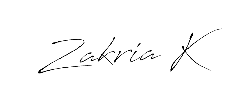 Make a beautiful signature design for name Zakria K. With this signature (Antro_Vectra) style, you can create a handwritten signature for free. Zakria K signature style 6 images and pictures png