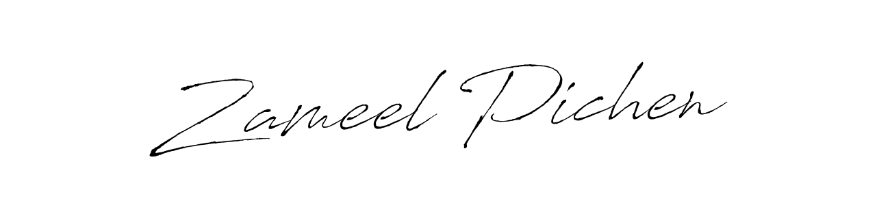 The best way (Antro_Vectra) to make a short signature is to pick only two or three words in your name. The name Zameel Pichen include a total of six letters. For converting this name. Zameel Pichen signature style 6 images and pictures png