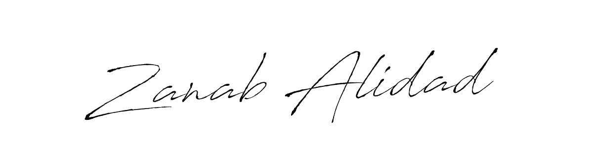 Create a beautiful signature design for name Zanab Alidad. With this signature (Antro_Vectra) fonts, you can make a handwritten signature for free. Zanab Alidad signature style 6 images and pictures png