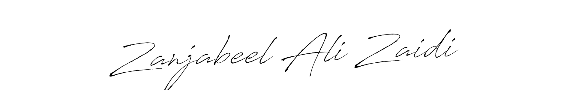 How to make Zanjabeel Ali Zaidi name signature. Use Antro_Vectra style for creating short signs online. This is the latest handwritten sign. Zanjabeel Ali Zaidi signature style 6 images and pictures png