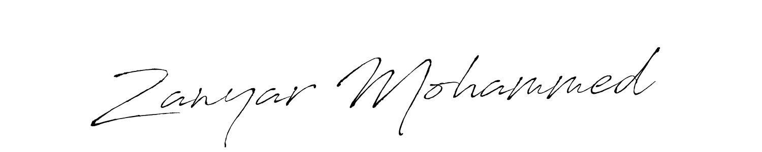 How to make Zanyar Mohammed name signature. Use Antro_Vectra style for creating short signs online. This is the latest handwritten sign. Zanyar Mohammed signature style 6 images and pictures png