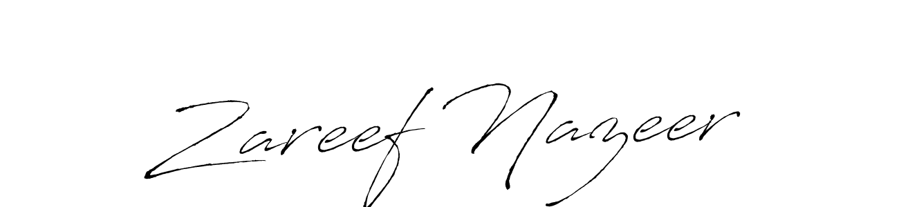 Antro_Vectra is a professional signature style that is perfect for those who want to add a touch of class to their signature. It is also a great choice for those who want to make their signature more unique. Get Zareef Nazeer name to fancy signature for free. Zareef Nazeer signature style 6 images and pictures png