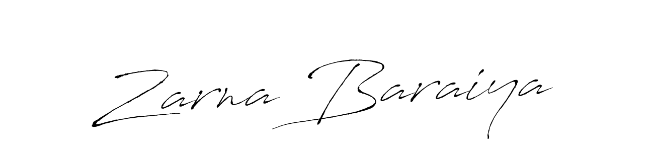 Design your own signature with our free online signature maker. With this signature software, you can create a handwritten (Antro_Vectra) signature for name Zarna Baraiya. Zarna Baraiya signature style 6 images and pictures png