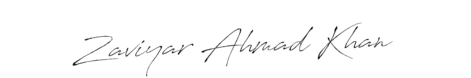 How to make Zaviyar Ahmad Khan name signature. Use Antro_Vectra style for creating short signs online. This is the latest handwritten sign. Zaviyar Ahmad Khan signature style 6 images and pictures png