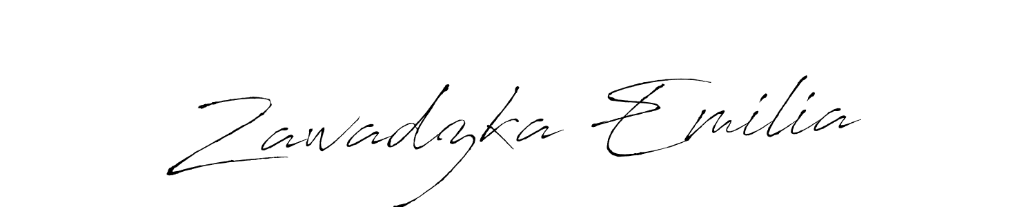 How to make Zawadzka Emilia name signature. Use Antro_Vectra style for creating short signs online. This is the latest handwritten sign. Zawadzka Emilia signature style 6 images and pictures png