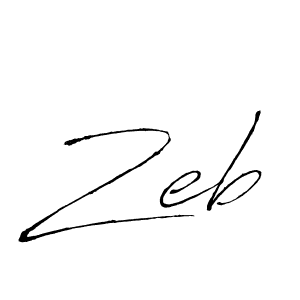 Zeb stylish signature style. Best Handwritten Sign (Antro_Vectra) for my name. Handwritten Signature Collection Ideas for my name Zeb. Zeb signature style 6 images and pictures png