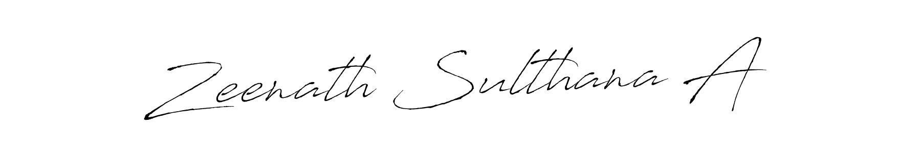 Create a beautiful signature design for name Zeenath Sulthana A. With this signature (Antro_Vectra) fonts, you can make a handwritten signature for free. Zeenath Sulthana A signature style 6 images and pictures png