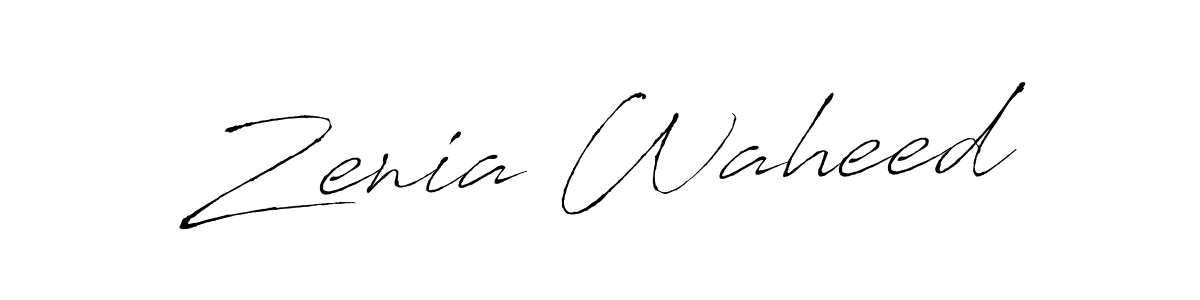 Make a beautiful signature design for name Zenia Waheed. With this signature (Antro_Vectra) style, you can create a handwritten signature for free. Zenia Waheed signature style 6 images and pictures png