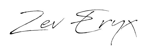 This is the best signature style for the Zev Eryx name. Also you like these signature font (Antro_Vectra). Mix name signature. Zev Eryx signature style 6 images and pictures png