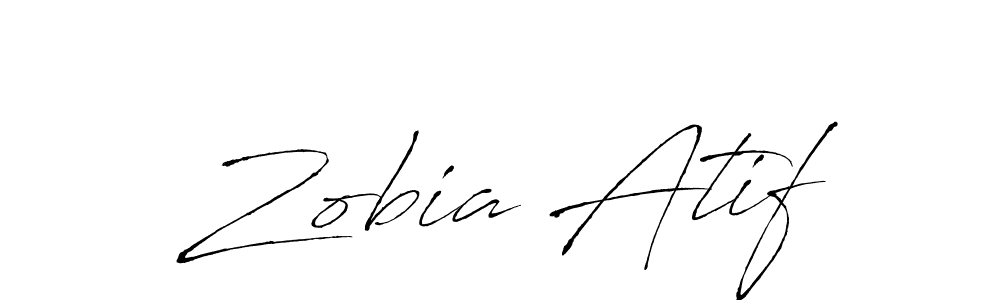 How to make Zobia Atif name signature. Use Antro_Vectra style for creating short signs online. This is the latest handwritten sign. Zobia Atif signature style 6 images and pictures png