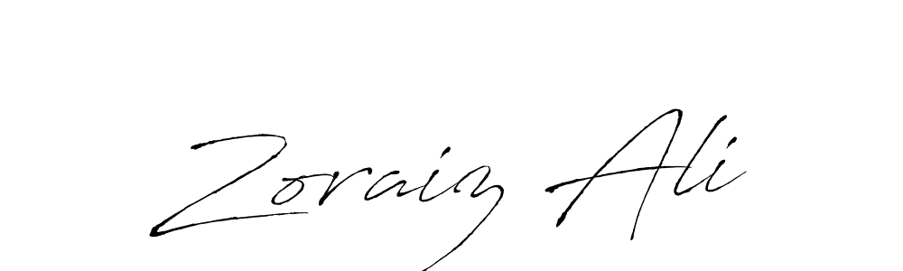 How to make Zoraiz Ali name signature. Use Antro_Vectra style for creating short signs online. This is the latest handwritten sign. Zoraiz Ali signature style 6 images and pictures png