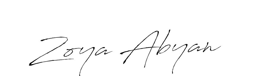 The best way (Antro_Vectra) to make a short signature is to pick only two or three words in your name. The name Zoya Abyan include a total of six letters. For converting this name. Zoya Abyan signature style 6 images and pictures png