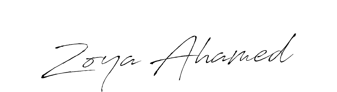 Make a beautiful signature design for name Zoya Ahamed. With this signature (Antro_Vectra) style, you can create a handwritten signature for free. Zoya Ahamed signature style 6 images and pictures png