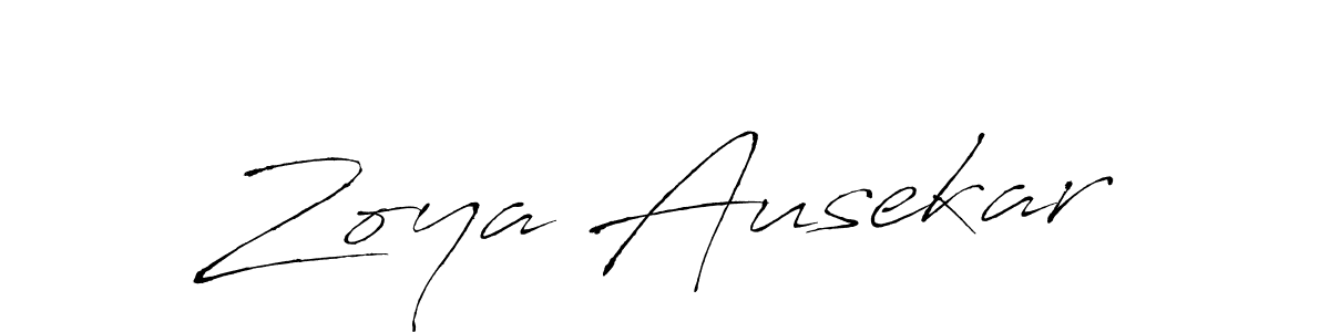 How to make Zoya Ausekar name signature. Use Antro_Vectra style for creating short signs online. This is the latest handwritten sign. Zoya Ausekar signature style 6 images and pictures png