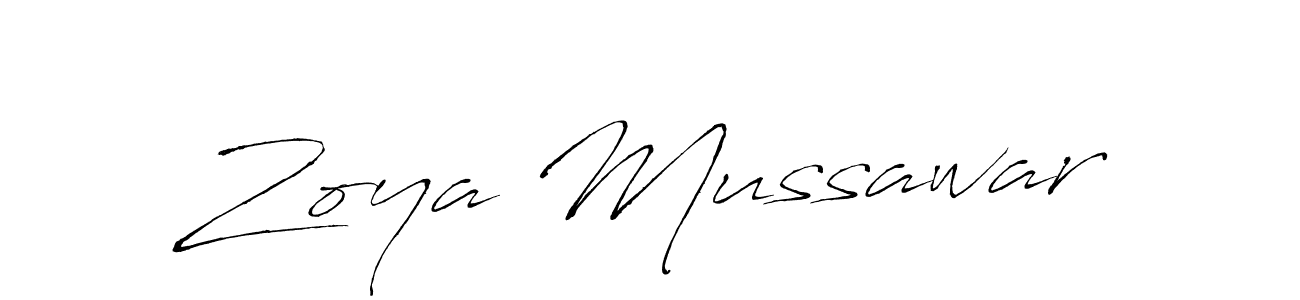 How to make Zoya Mussawar name signature. Use Antro_Vectra style for creating short signs online. This is the latest handwritten sign. Zoya Mussawar signature style 6 images and pictures png