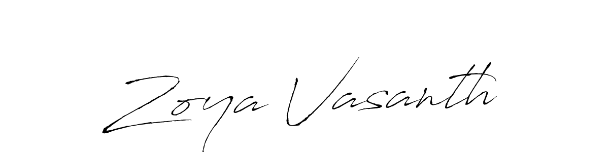 Make a beautiful signature design for name Zoya Vasanth. With this signature (Antro_Vectra) style, you can create a handwritten signature for free. Zoya Vasanth signature style 6 images and pictures png