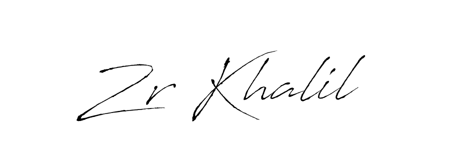 Make a beautiful signature design for name Zr Khalil. With this signature (Antro_Vectra) style, you can create a handwritten signature for free. Zr Khalil signature style 6 images and pictures png