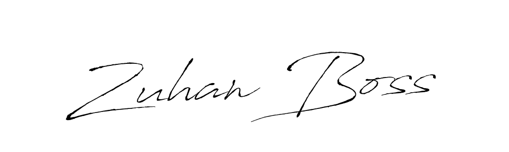 Make a beautiful signature design for name Zuhan Boss. With this signature (Antro_Vectra) style, you can create a handwritten signature for free. Zuhan Boss signature style 6 images and pictures png